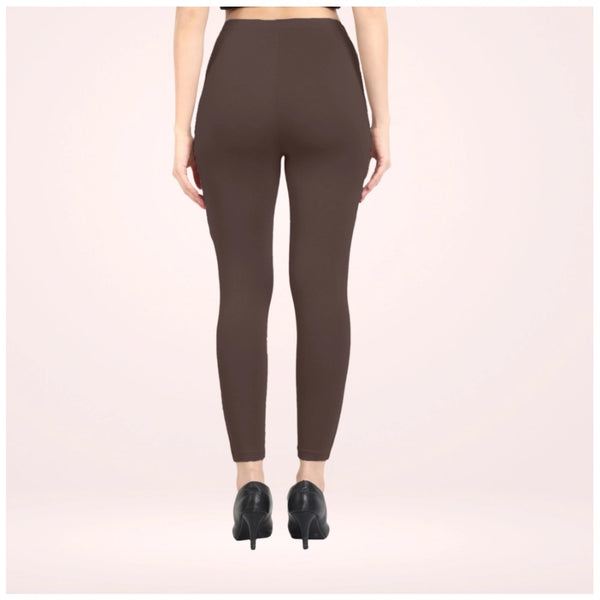 Women's Cotton Blended Solid Ankle legging (Brown)