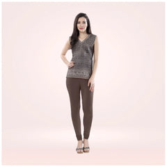 Women's Cotton Blended Solid Churidar leggings (Brown)