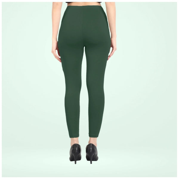Women's Cotton Blended Solid Ankle legging (Bottle Green)