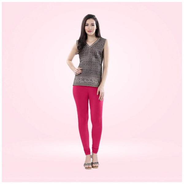 Women's Cotton Blended Solid Churidar leggings (Rani)