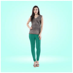 Women's Cotton Blended Solid Churidar leggings (Rama Green)