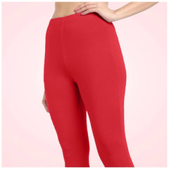 Women's Cotton Blended Solid Ankle legging (Red)