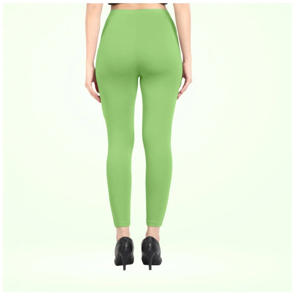 Women's Cotton Blended Solid Ankle legging (Pista Green)