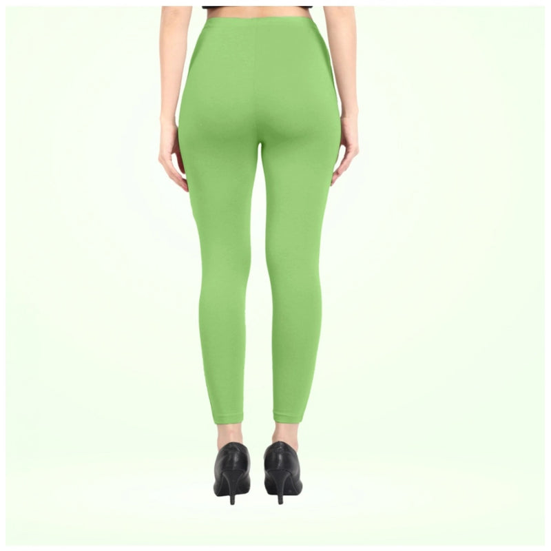 Women's Cotton Blended Solid Ankle legging (Pista Green)
