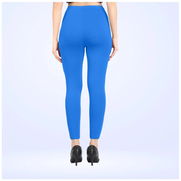 Women's Cotton Blended Solid Ankle legging (Blue)