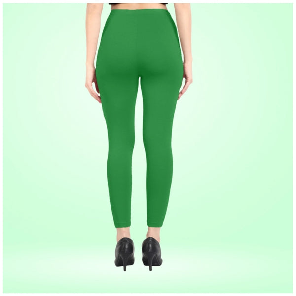 Women's Cotton Blended Solid Ankle legging (Green)