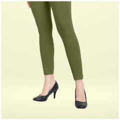 Women's Cotton Blended Solid Ankle legging (Olive Green)
