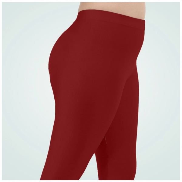 Women's Cotton Blended Solid Shimmer Ankle leggings (Maroon)