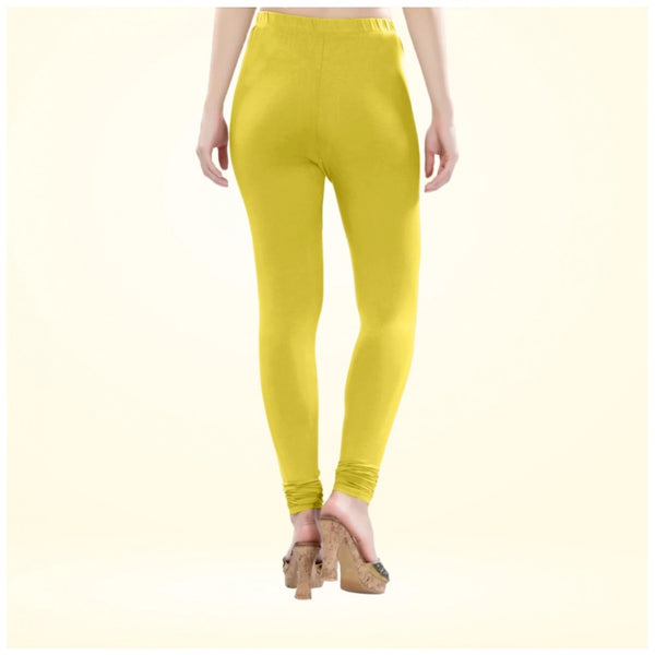 Women's Cotton Blended Solid Churidar leggings (Lemon Yellow)