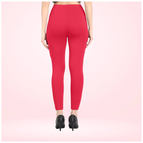 Women's Cotton Blended Solid Ankle legging (Pink)