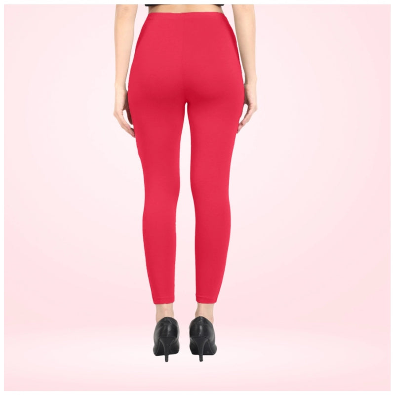 Women's Cotton Blended Solid Ankle legging (Pink)