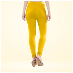 Women's Cotton Blended Solid Churidar leggings (Yellow)