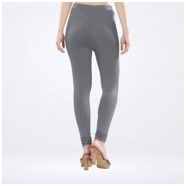 Women's Cotton Blended Solid Churidar leggings (Silver Gray)