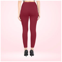 Women's Cotton Blended Solid Ankle legging (Red Maroon)