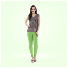 Women's Cotton Blended Solid Churidar leggings (Pista Green)
