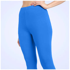 Women's Cotton Blended Solid Ankle legging (Blue)