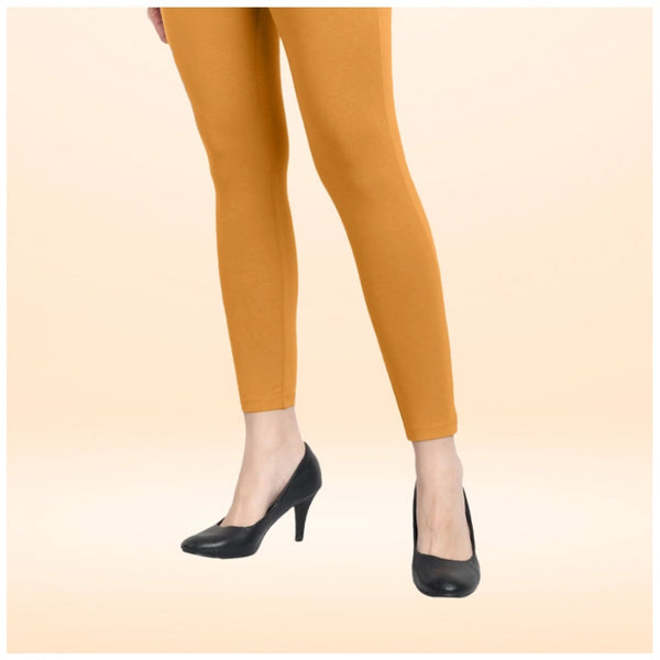 Women's Cotton Blended Solid Ankle legging (Mustard Yellow)