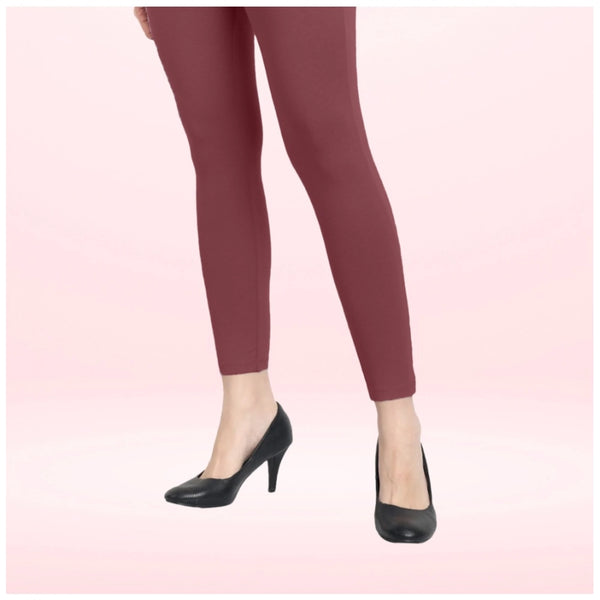 Women's Cotton Blended Solid Ankle legging (Maroon)