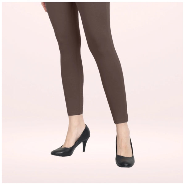 Women's Cotton Blended Solid Ankle legging (Brown)