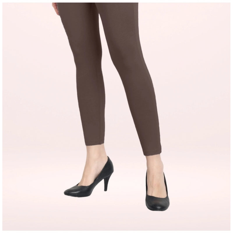 Women's Cotton Blended Solid Ankle legging (Brown)