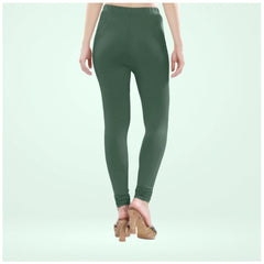 Women's Cotton Blended Solid Churidar leggings (Bottle Green)