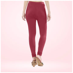 Women's Cotton Blended Solid Churidar leggings (Red Maroon)