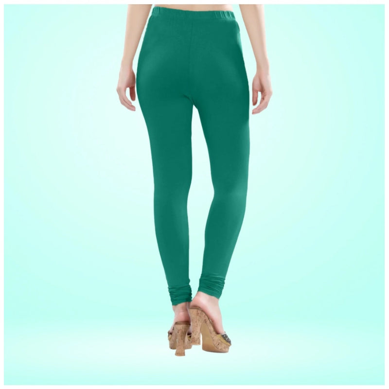 Women's Cotton Blended Solid Churidar leggings (Rama Green)