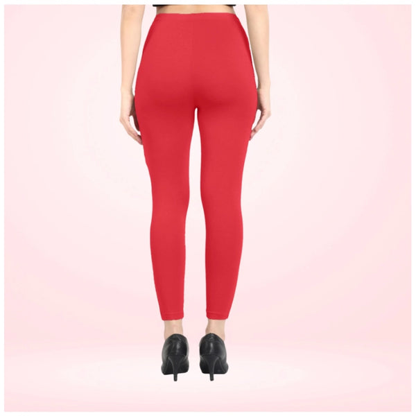 Women's Cotton Blended Solid Ankle legging (Red)