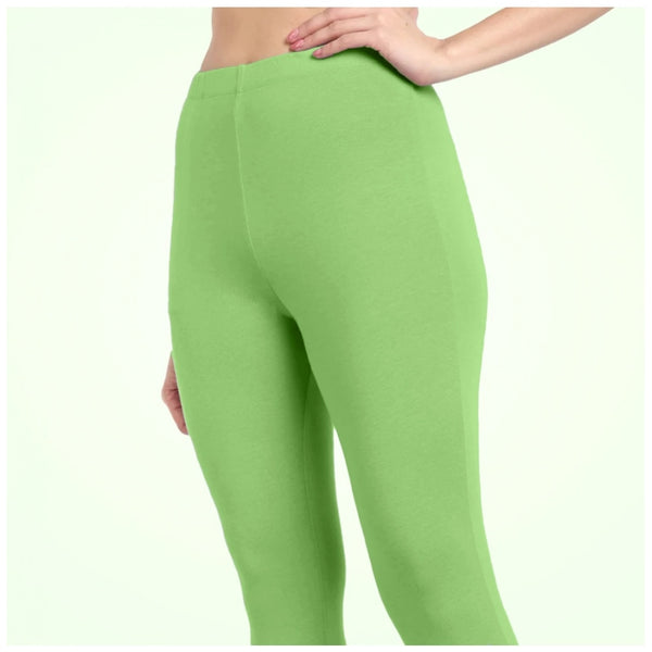 Women's Cotton Blended Solid Ankle legging (Pista Green)
