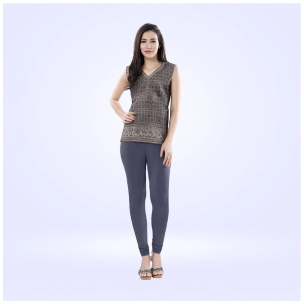 Women's Cotton Blended Solid Churidar leggings (Navy)