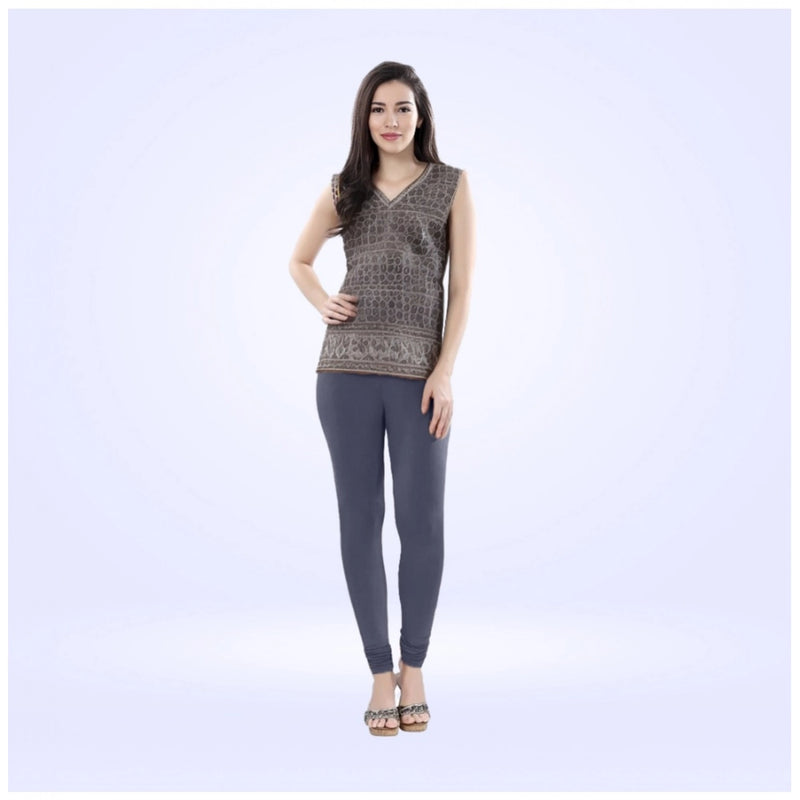 Women's Cotton Blended Solid Churidar leggings (Navy)