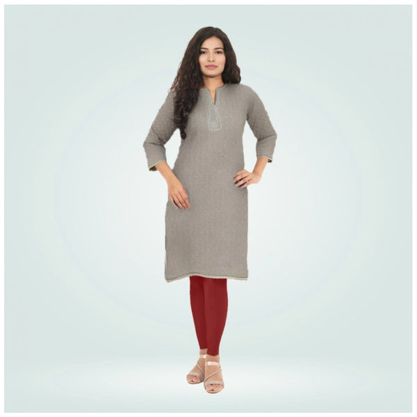 Women's Cotton Blended Solid Shimmer Ankle leggings (Maroon)