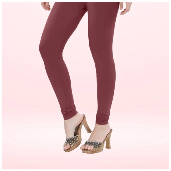 Women's Cotton Blended Solid Churidar leggings (Maroon)