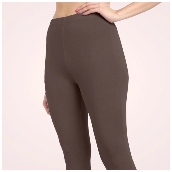 Women's Cotton Blended Solid Ankle legging (Brown)