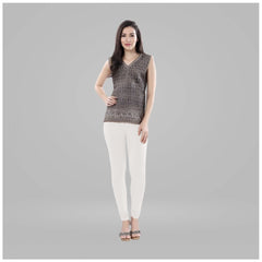 Women's Cotton Blended Solid Churidar leggings (White)