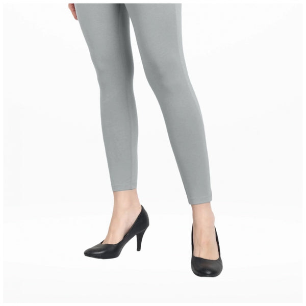 Women's Cotton Blended Solid Ankle legging (Silver Gray)