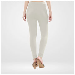 Women's Cotton Blended Solid Churidar leggings (White)