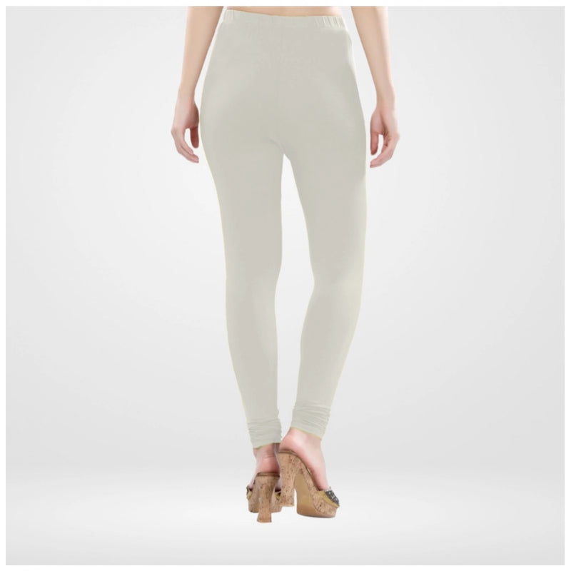 Women's Cotton Blended Solid Churidar leggings (White)