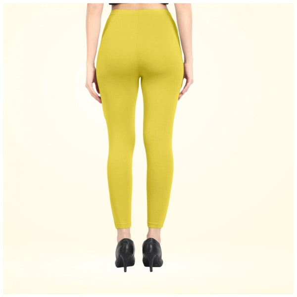 Women's Cotton Blended Solid Ankle legging (Lemon Yellow)