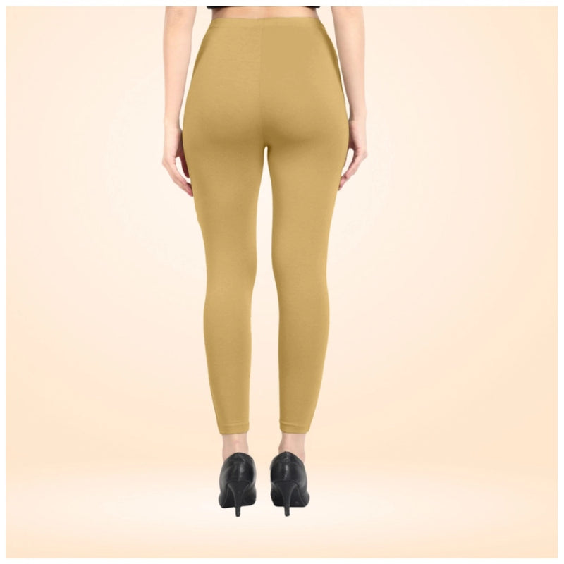 Women's Cotton Blended Solid Ankle legging (Beige)