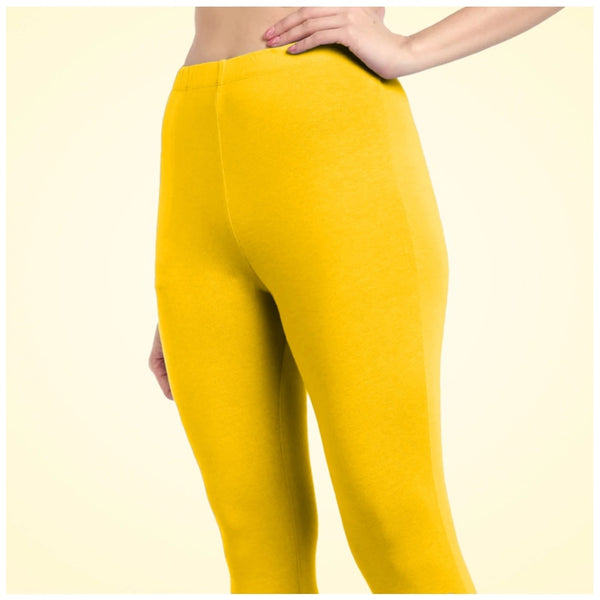 Women's Cotton Blended Solid Ankle legging (Yellow)