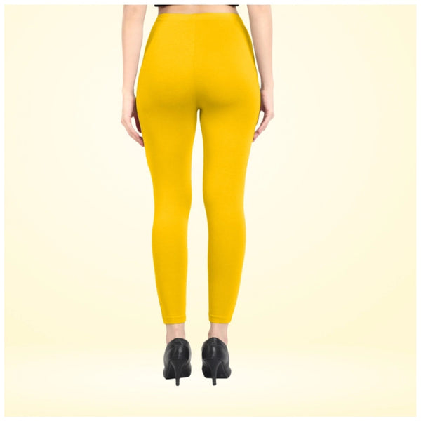 Women's Cotton Blended Solid Ankle legging (Yellow)