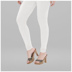 Women's Cotton Blended Solid Churidar leggings (White)