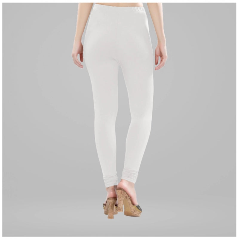 Women's Cotton Blended Solid Churidar leggings (White)