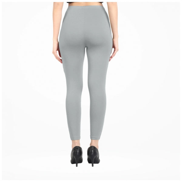 Women's Cotton Blended Solid Ankle legging (Silver Gray)