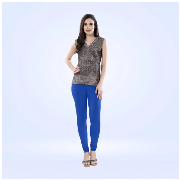 Women's Cotton Blended Solid Churidar leggings (Royal Blue)