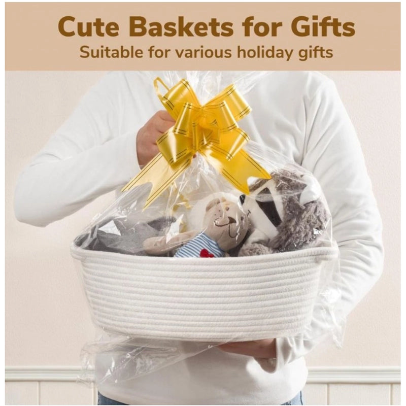 Cotton Gift Basket Pack of 1 Storage Basket For Clothes (White)