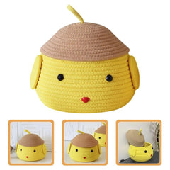 Cotton  lid Pack of 1 Storage Basket For Clothes (Yellow)
