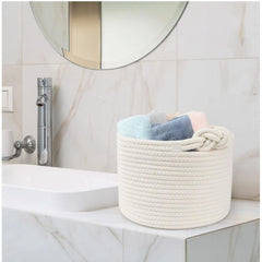 White Cotton Storage Basket (Pack of 1)