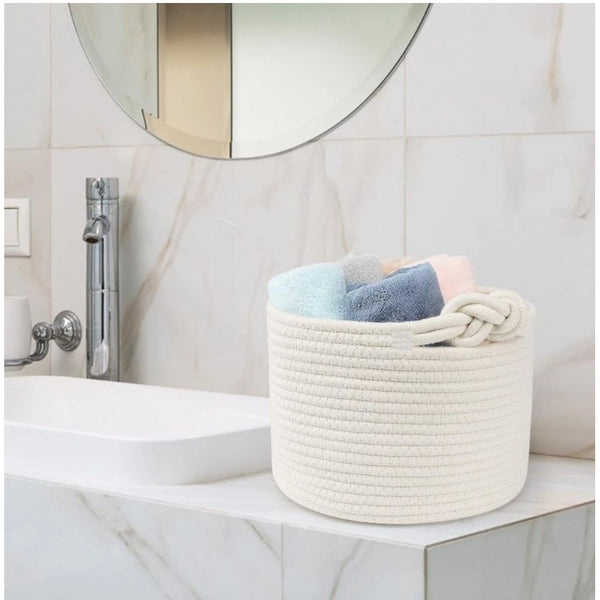 White Cotton Storage Basket (Pack of 1)
